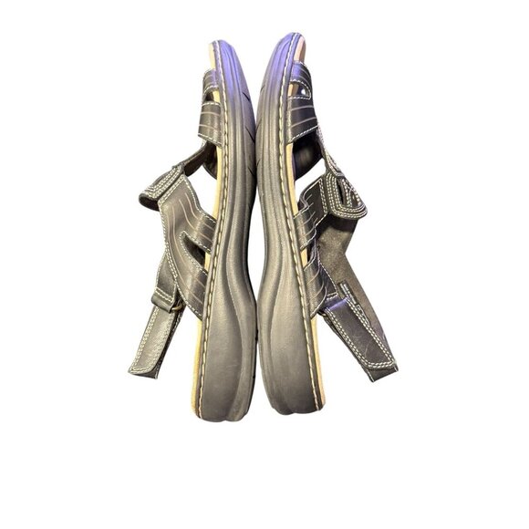 Clarks Collection Open-Toe Black Sandals Adjustable Straps & Stitch Detai; sz 11 - Picture 6 of 8